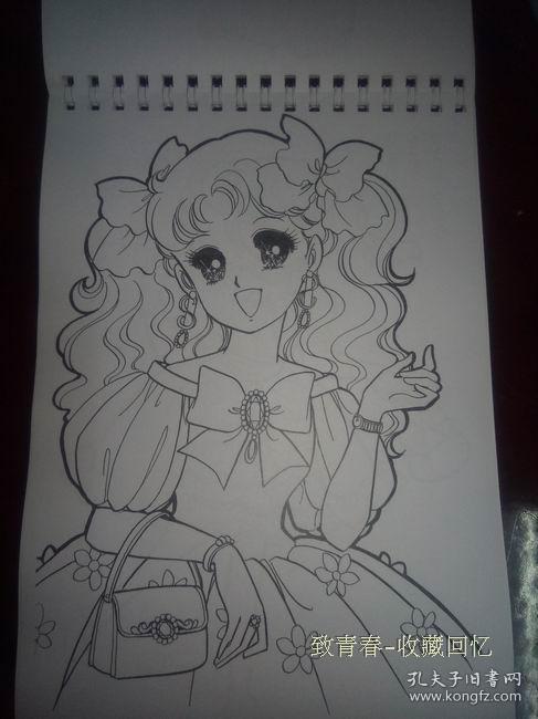 日本森梦系填色册 铃贺星星眼少女简笔画涂色描图