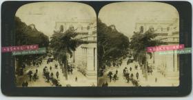 清末民国时期波凡克H.C.White立体照片公司-----清代香港皇后大道（从柱廊向西北方向摄影）