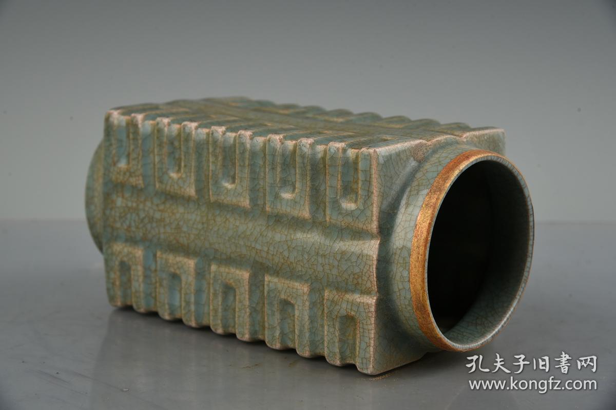 宋汝瓷青釉元佑元年清凉寺张家窑款琮式瓶古玩古董古瓷器老货收藏