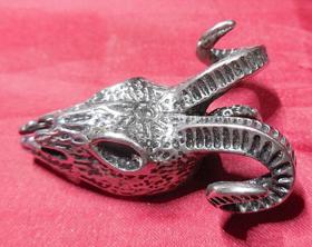 旧白铜鎏银卷角牛头十二生肖动物吊挂件旧货物