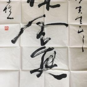 钤印为"萧柏"四尺整张草书书法《抱檏舍真》一张,作者