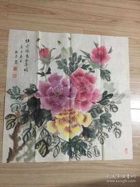 《牡丹绝色三春暖》牡丹,斗方——甘肃美协会员徐临英女士国画作品