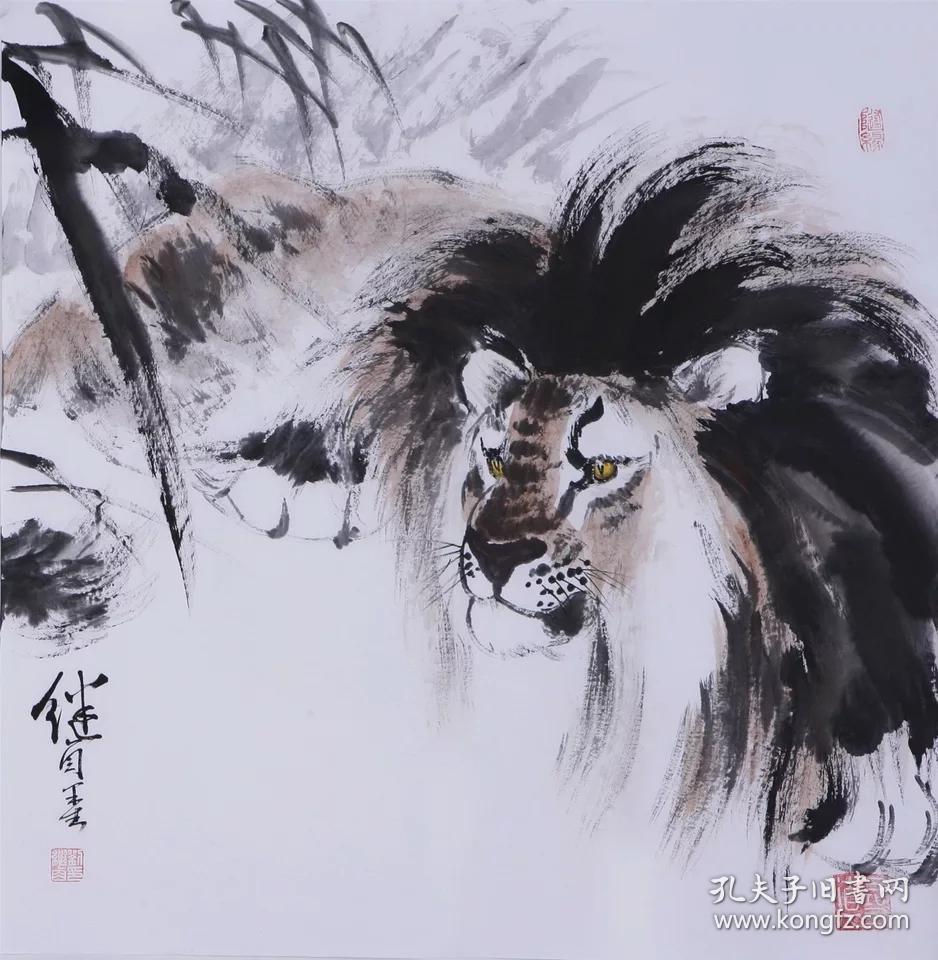 刘继卣水墨国画雄狮纯手绘