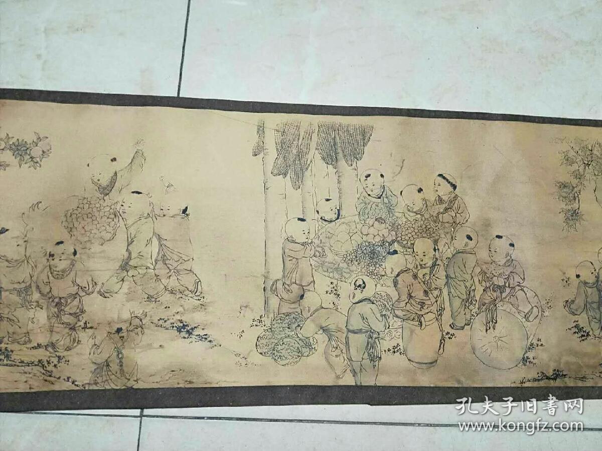 精美国画,字画,卷轴画【百子图】卷画,长卷画,尺寸大概,以实物为主