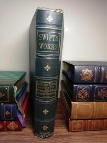 1880年  The Works of the Rev. Jonathan Swift  24 x 15.5 x 4.5cm  有签名  书顶刷金