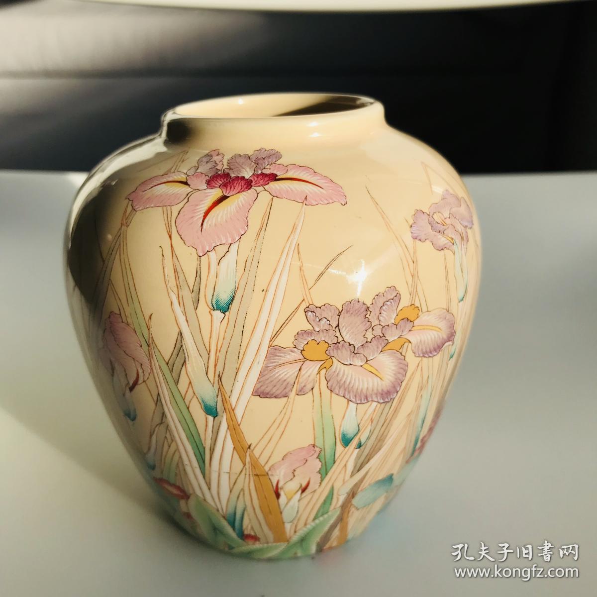 日本花瓶柴田陶器shibata高11cm口45cm最大直径10cm底6cm手绘