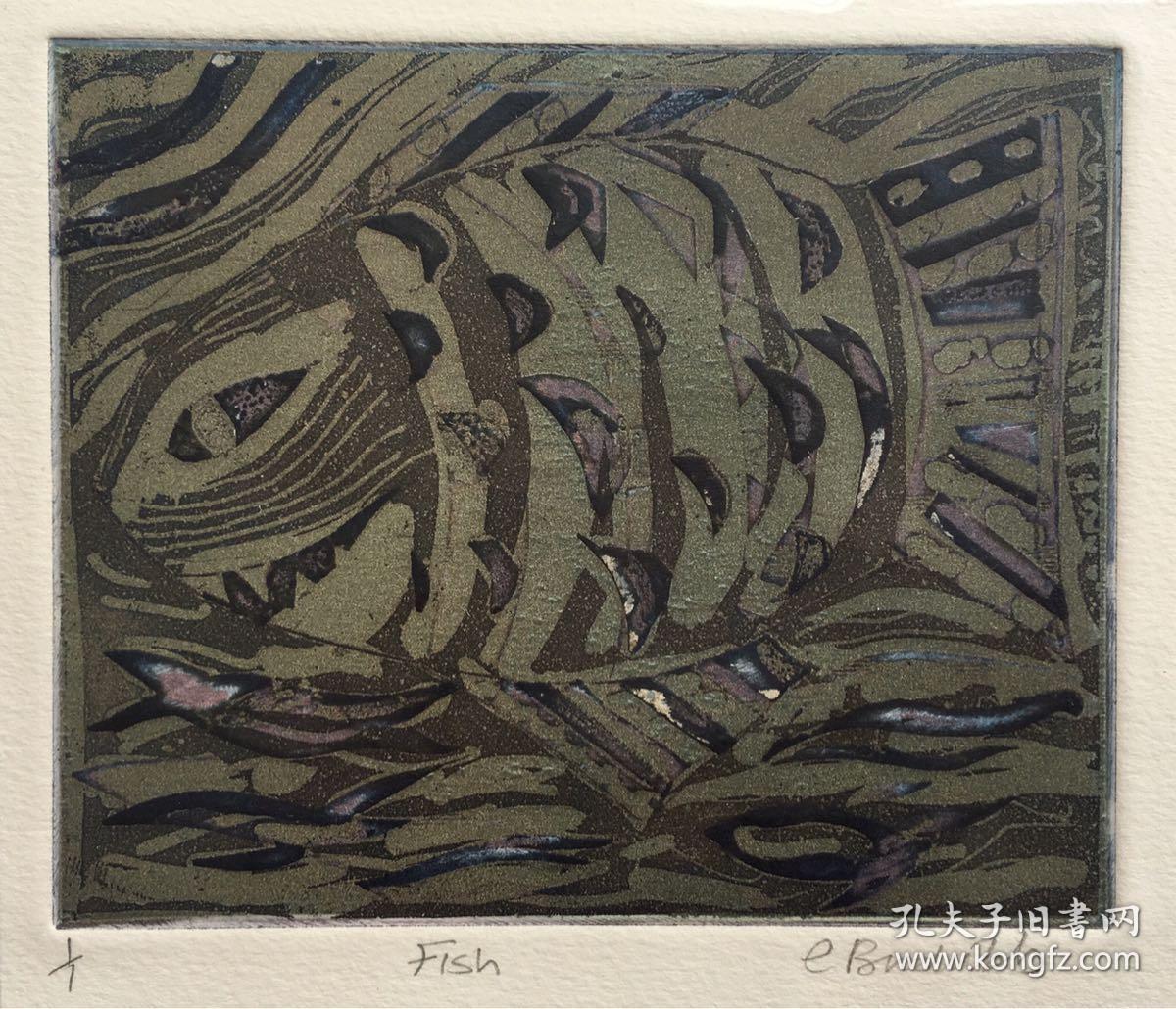 英国独幅铜版画《fish》