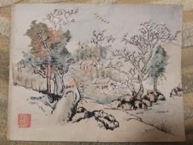 画家张慎初（声远） 1949年 水墨画作品《秋高气爽》一幅两面
