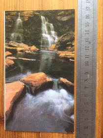 八九十年代 精致精美贺卡一枚 封面：瀑布