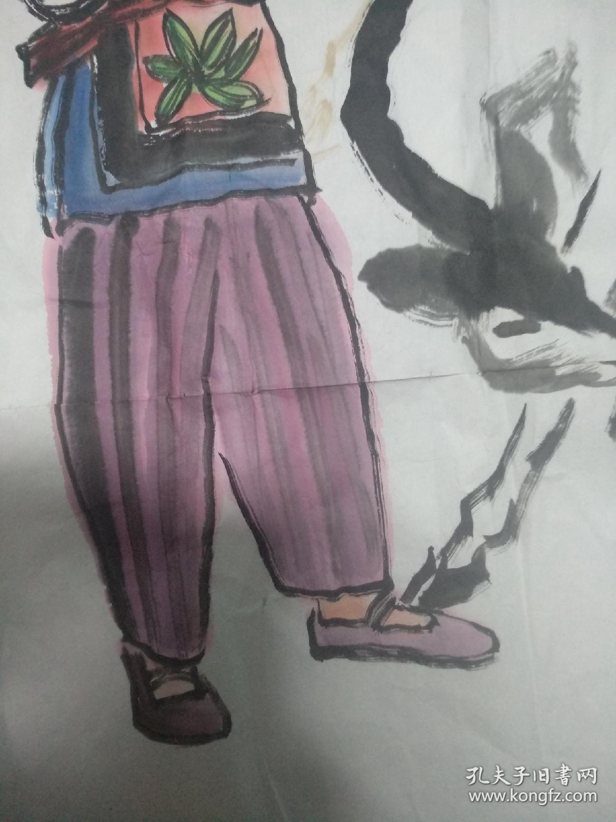 女子"春韵"镜心,笔法精绝,线条精审,人物一气呵成,些须晕染,楚楚传神