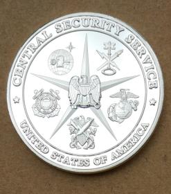纪念章镀银美国CentralSecurityService硬币直径约40mm