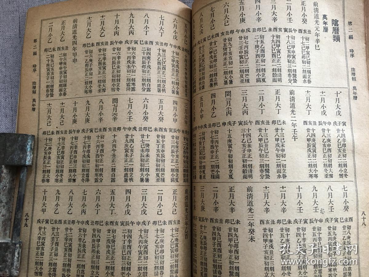 民国罕见版 时序 阳阴历 内有二百六十年阴阳历对照表(民国89年),万年