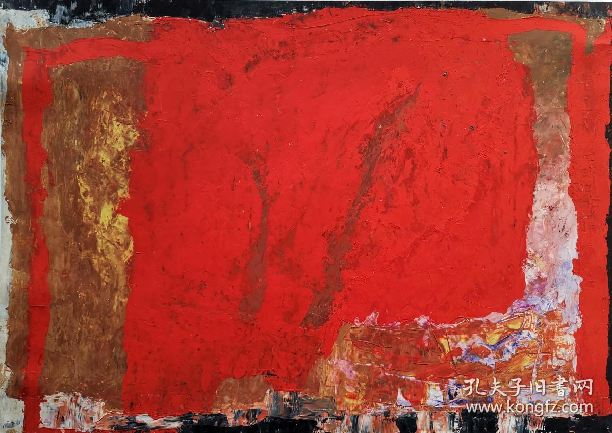 【现代油画:红色】著名油画家邱兵作品,作品曽入选全国美展,在中国