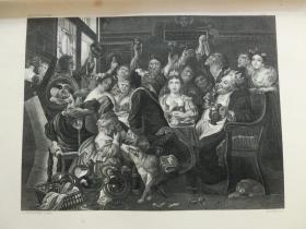 【百元包邮】《Der Bohnenkönig》（Der Bohnenkönig） 1872年 钢版画  纸张尺寸约30.5×23厘米（编号T000229）