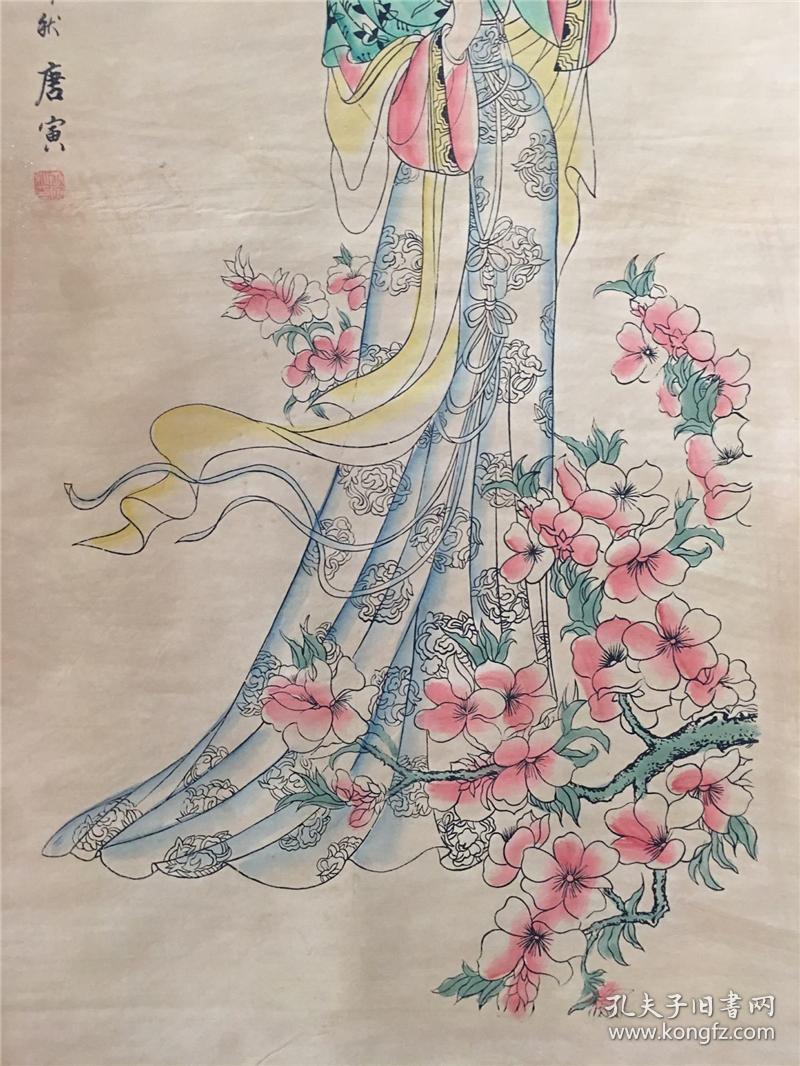 仿古画国画唐寅人物画 客厅装饰画中堂画已装裱 四大美女貂蝉挂画