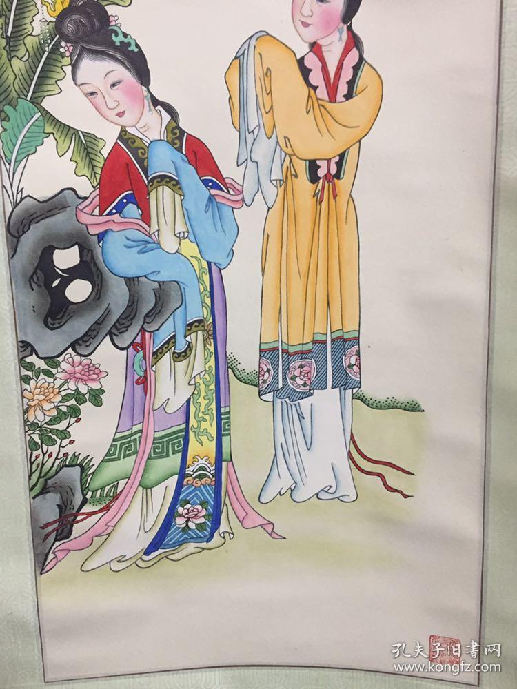 杨柳青木板年画《沉鱼落雁》《闭月羞花》一对儿