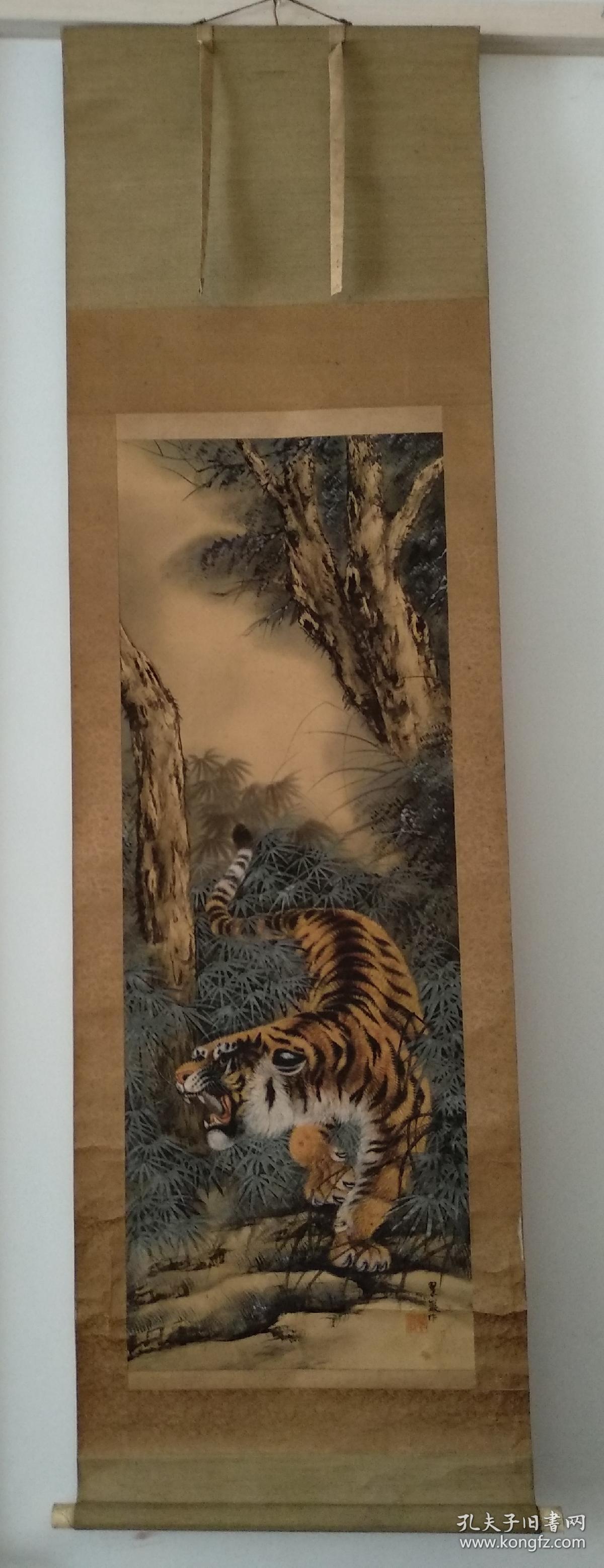 清末日本画家高森碎岩国画猛虎图