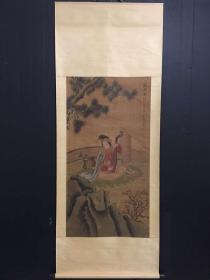 【沈周】人物画立轴绢布四尺作品