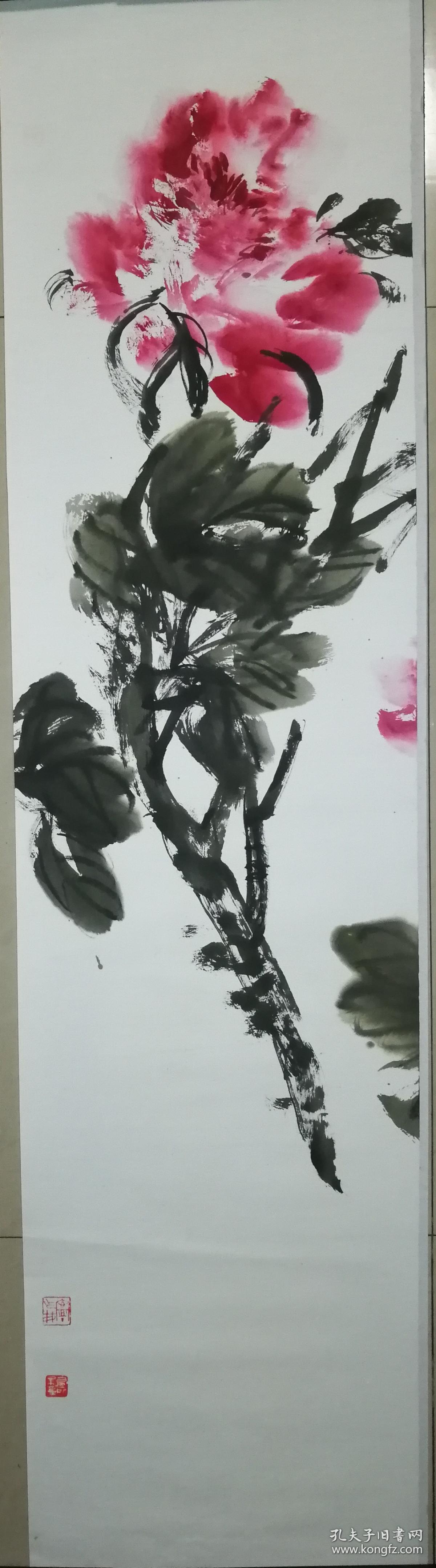 当代著名画家韩青(阿青)大写意花鸟8一幅(保真)