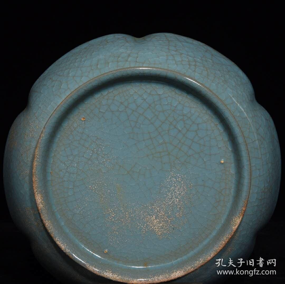 汝窑冰裂纹葵口洗4.8x17.5厘米h