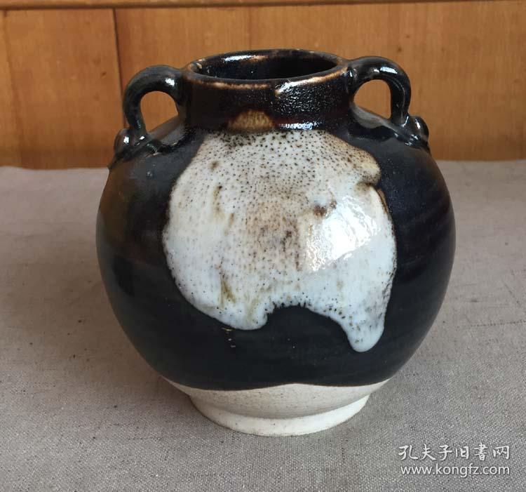 宋 鲁山窑花瓷双系罐