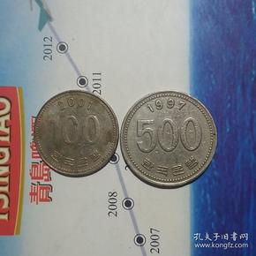 韩币(100和500韩币)