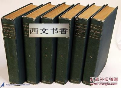 稀缺《塞缪尔.约翰逊的 一生 6卷全 大量版画 插图,1891年出版