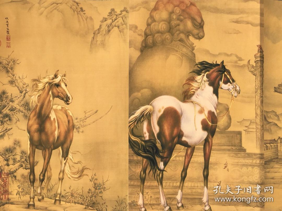 古画乾隆八骏图341x70