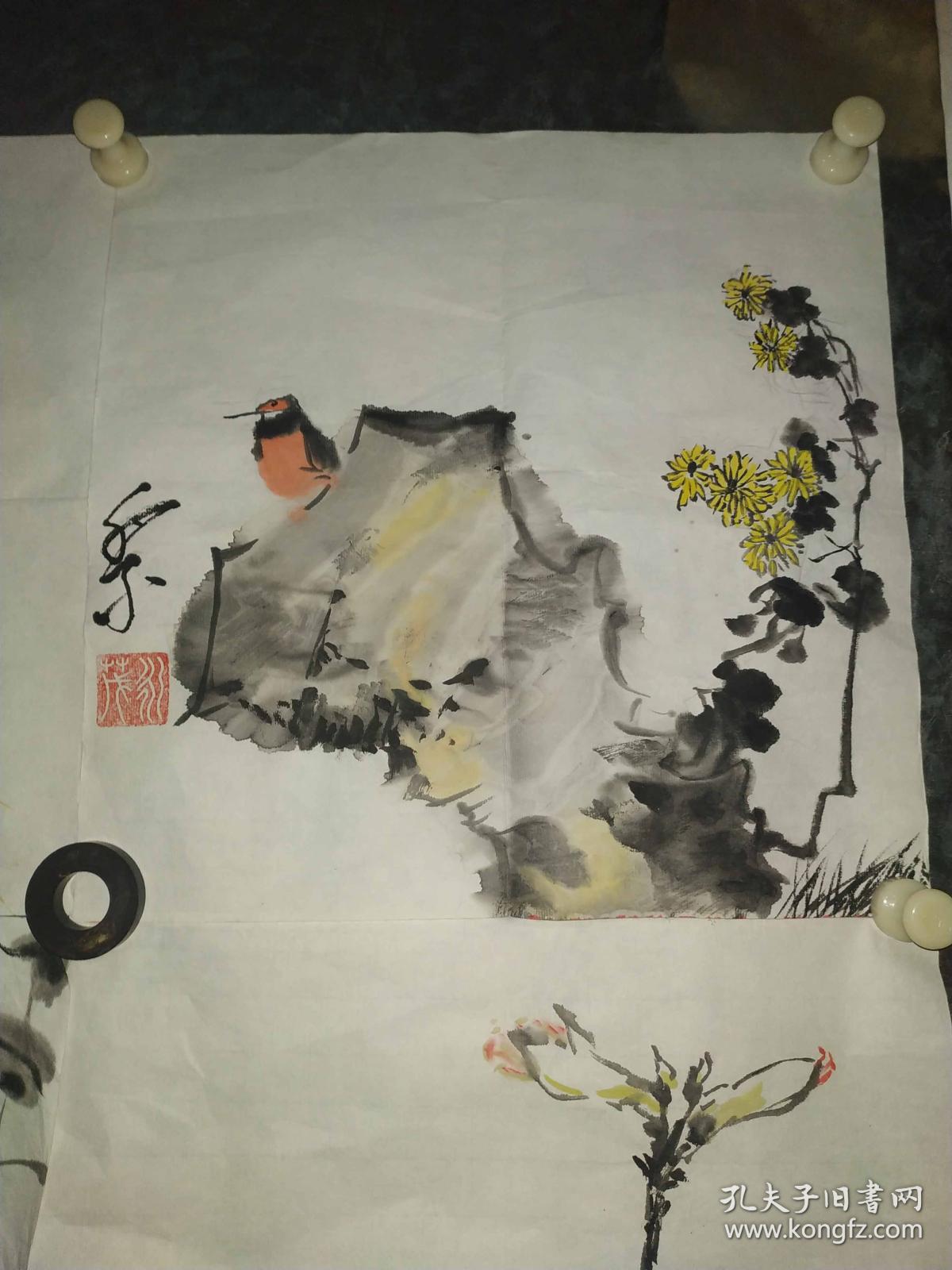 陕西老画家张永茂多年前花鸟小片六幅,90年代在西安画