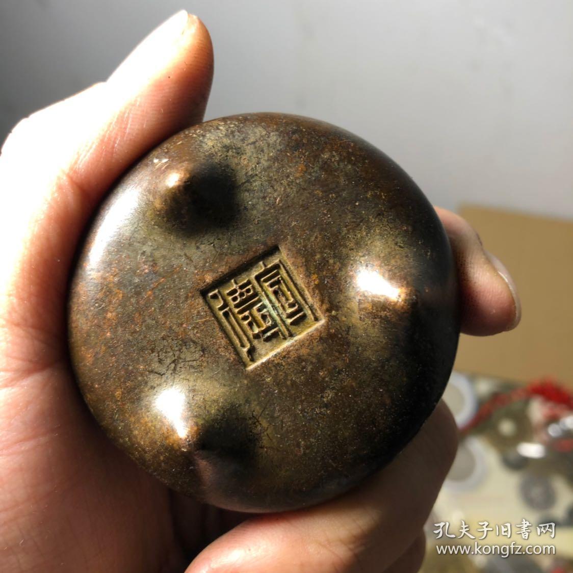 古玩 文玩 传世精品 紫铜小香炉 包浆传世 如图