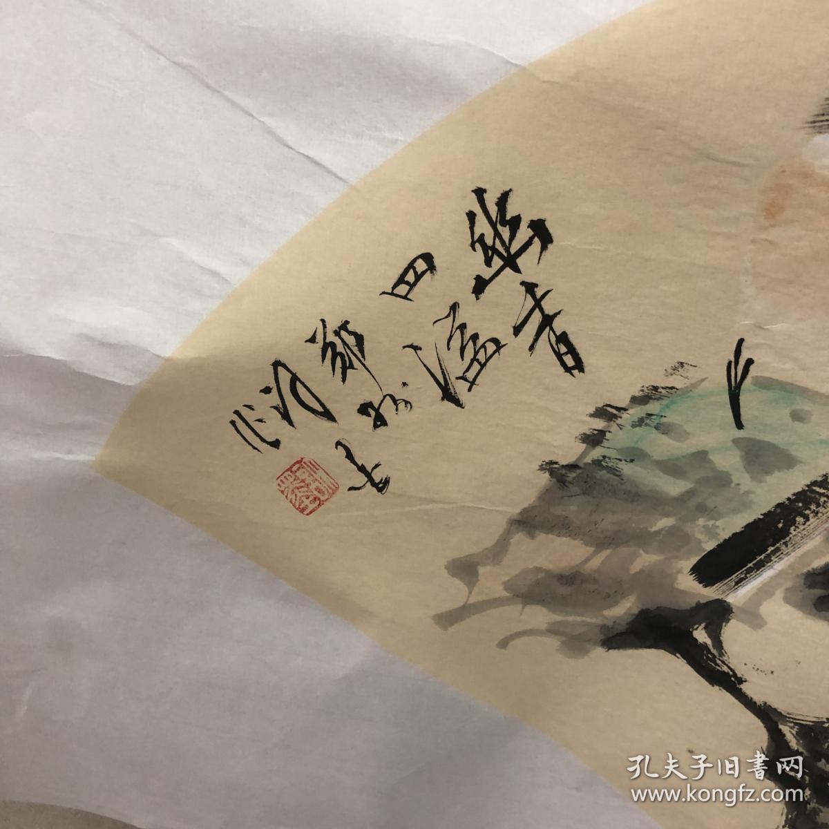 中国国画家协会会员 许墨 《花鸟扇面》名家 山水 精品 真迹 收藏