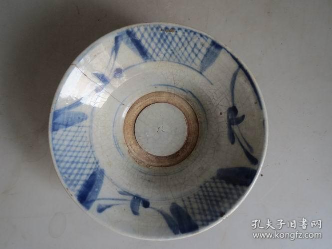 低出晚清磁州窑青花小斗笠碗