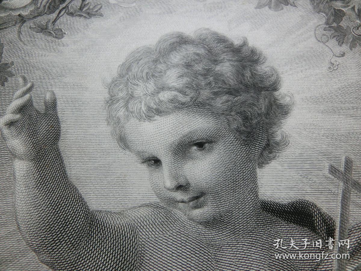百元包邮圣婴像theinfantchrist1858年钢版画源自艺术日志纸张尺寸约