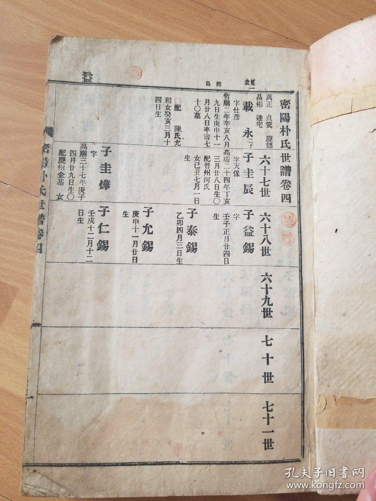 朴氏族谱线装共六卷含新罗朴氏璿源史谱新罗朴氏璿源世谱密阳朴氏派谱