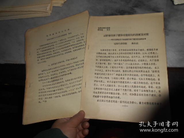 毛泽东领导思想研讨会论文 试析领导班子整体