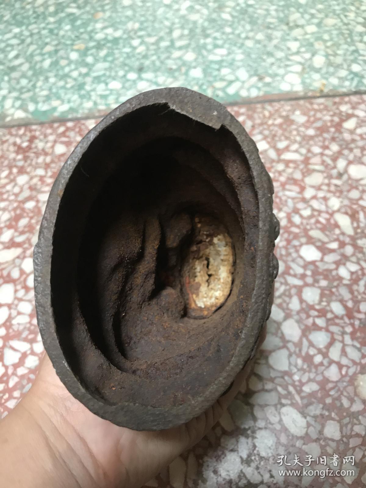 收来的老铁佛像观音摆件