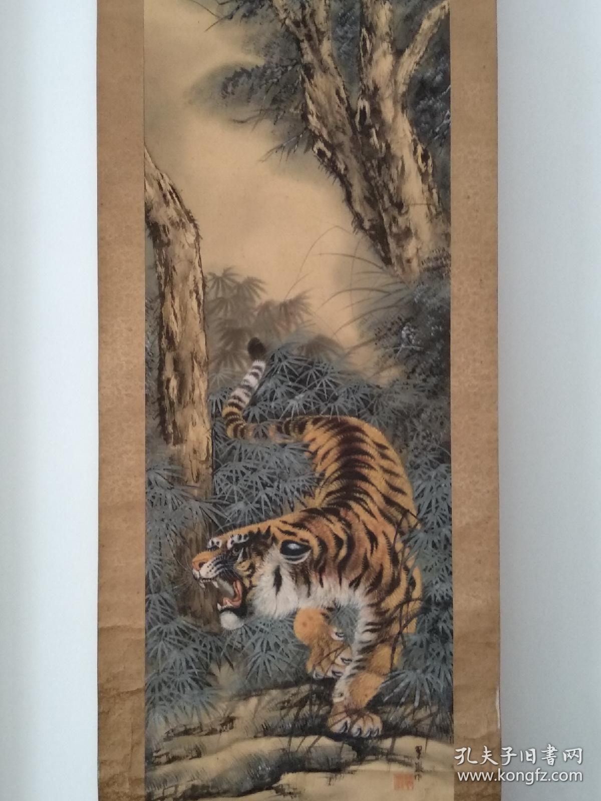 清末日本画家高森碎岩国画猛虎图