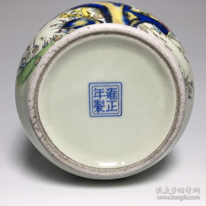 景德镇仿古瓷器 清雍正年制富贵锦鸡图茶叶罐 古玩古董收藏品摆件.