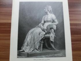 【现货 包邮】1879年木刻版画《女王的雕像》（statue der königin） 尺寸约40.8*27.5厘米 （货号101367）