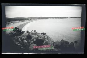 民国山东青岛海滨浴场全景，民国胶片原版底片