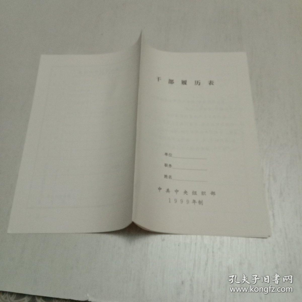 干部履历表1999年制(空白未使用)