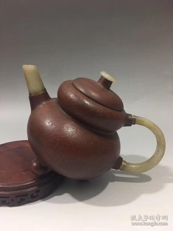 杨彭年款镶玉老紫砂壶 特价包邮