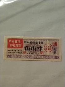 浙江省68年奖售布票后期五寸