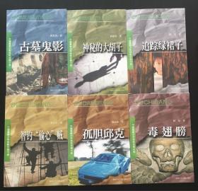 中国最新少年惊险侦探小说《追踪绿裙子》《毒翅膀》《孤胆邱克》《智钓“偷心”贼》《神秘的大胡子》《古墓鬼影》六本合售（一版一印）