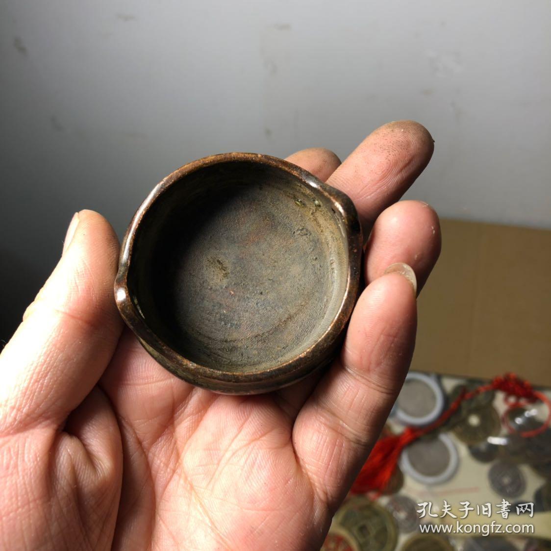 古玩 文玩 传世精品 紫铜小香炉 包浆传世 如图