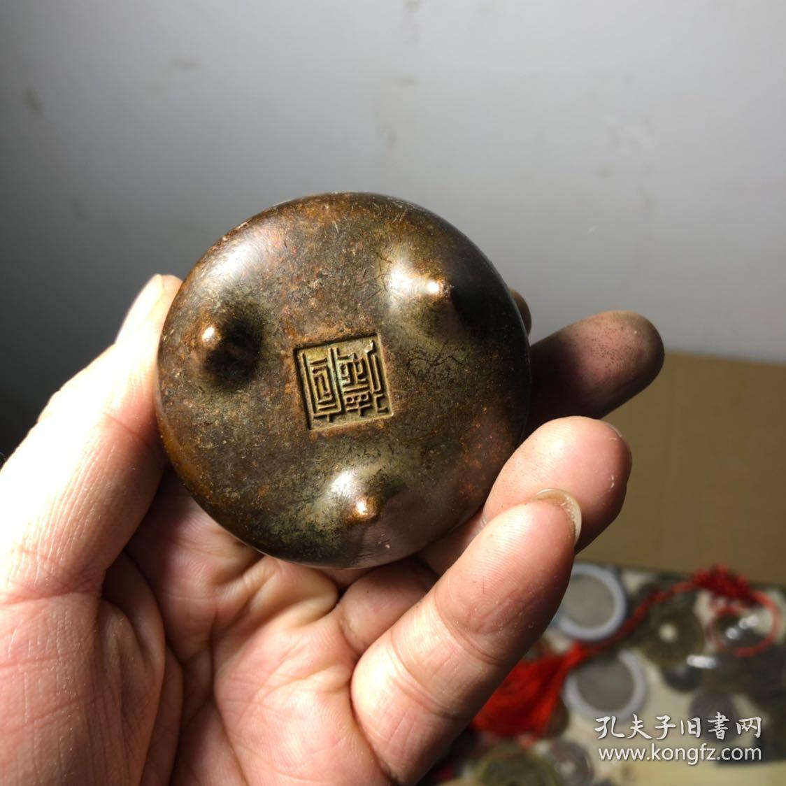 古玩 文玩 传世精品 紫铜小香炉 包浆传世 如图