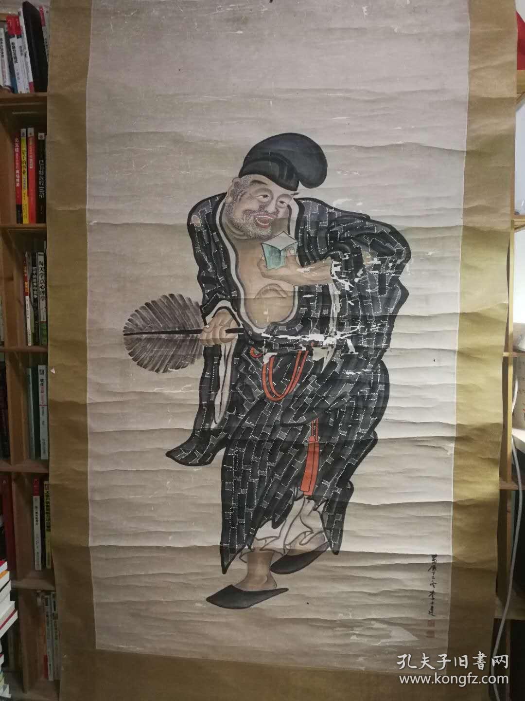 明代画家李士达精品大幅画作,济公,笔力遒劲