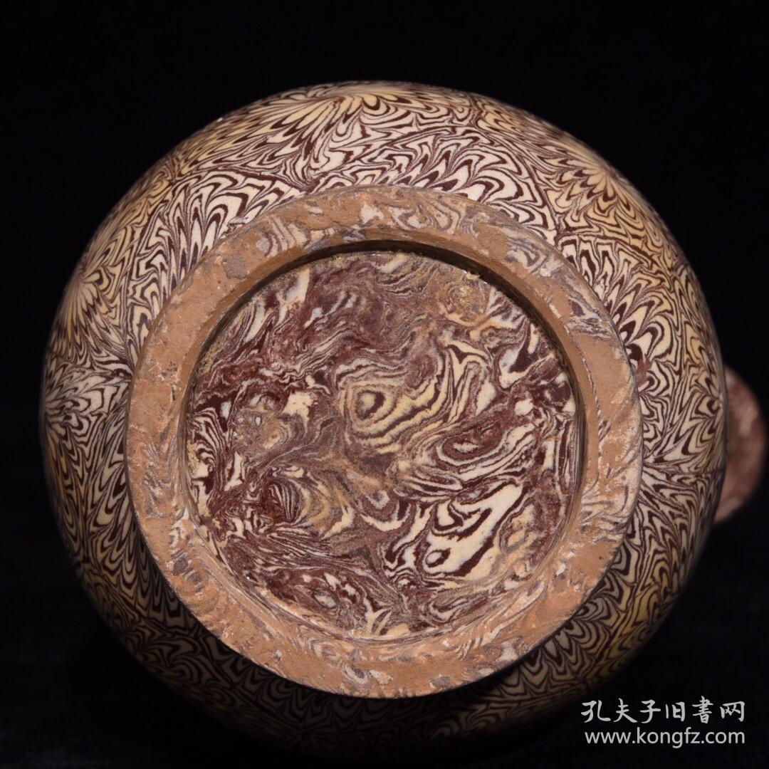 宋代绞胎双耳活环瓶古玩古董古瓷器