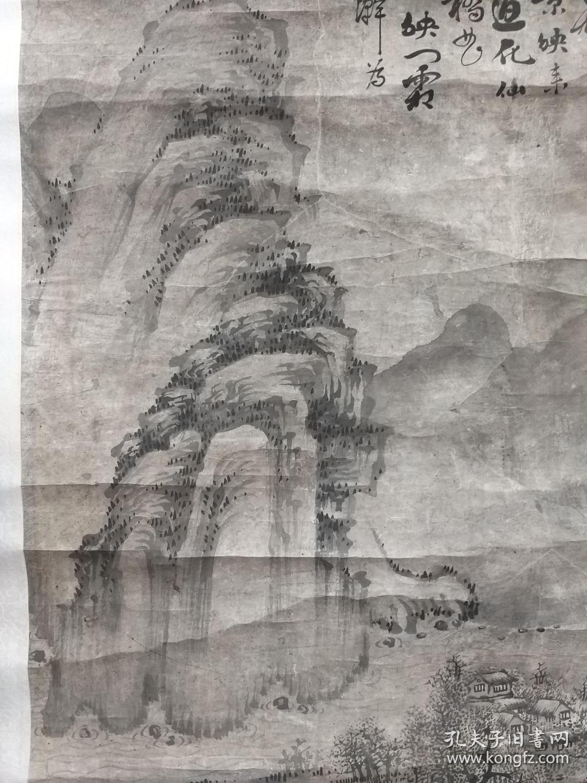 晚清画家吴滔~~·~~山水画!~~~·原装裱破烂,近年新装裱立轴