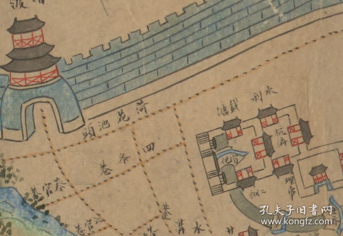 【复印件】清中期《杭州城舆图》(原图高清复制)(杭州老地图,杭州地图